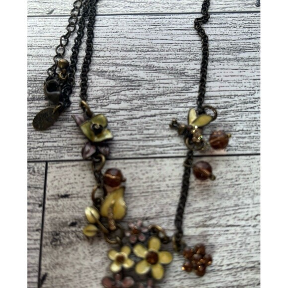 Vintage Lia Sophia Honey Suckle Necklace Retired Pink/Yellow Floral Flowers - Picture 4 of 5